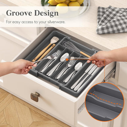 Expandable Silverware Drawer Organizer, Kitchen Utensil Tray