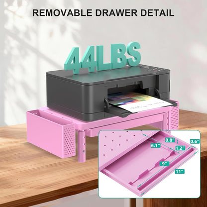 WALI Monitor Stand Riser with Drawer, Desk Organizers and Accessories for Computer, Printer, Laptop Stand for Home Office Supplies, (PTT005-B), 1 Pack, Black