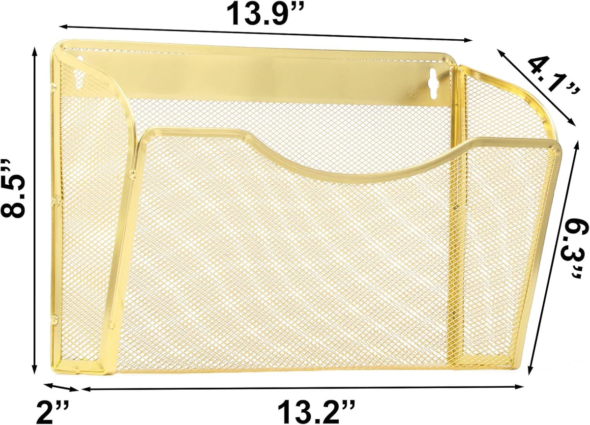 EASEPRES 3 Single Pocket Mesh Hanging File Organizer, Vertical Wall Mounted Magazine File Holder, Mount Basket Mail Paper Document Folder Organizing for Office, Home and School, Black