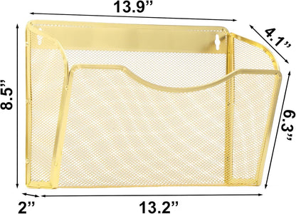 EASEPRES 3 Single Pocket Mesh Hanging File Organizer, Vertical Wall Mounted Magazine File Holder, Mount Basket Mail Paper Document Folder Organizing for Office, Home and School, Black