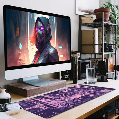 31.5" x 15.7" Waterproof Fabric Desk Pad, Rubber Anti-Slip Base, Stitched Edges No Curling, Fits Laptop Keyboard and Mouse, Smooth Office Mat Large Mouse Pad for Work Game, Black