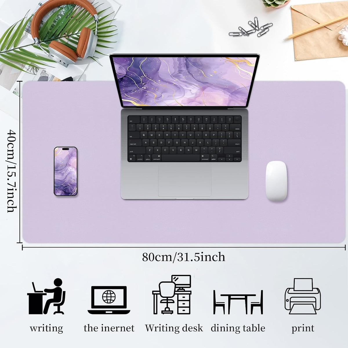 Bloss Leather Desk Pad and Keyboard Wrist Rest, Large Mouse Pad + Keyboard Pad+Mouse Wrist Support, Non-Slip Desk Mat Protector for Office, Home(31.5×15.7 Inches,Beige) - Colors B