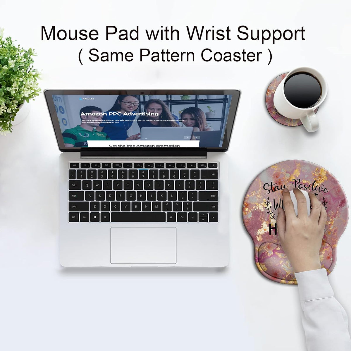 Ergonomic Mouse Pad with Wrist Support Rest,Large Mousepad Gel Wrist Rest, with Coaster Non-Slip & Pain Relief for Computer, Desk, Home&Office-Beach - Colors B