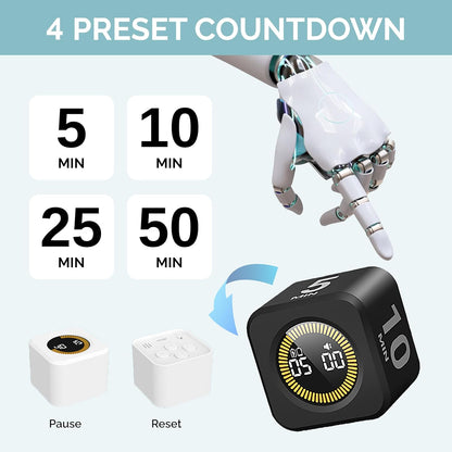 KADAMS Pomodoro Cube Timer Productivity Visual Timer - 5/10/25/50 Min Rotating Countdown (1, Green)
