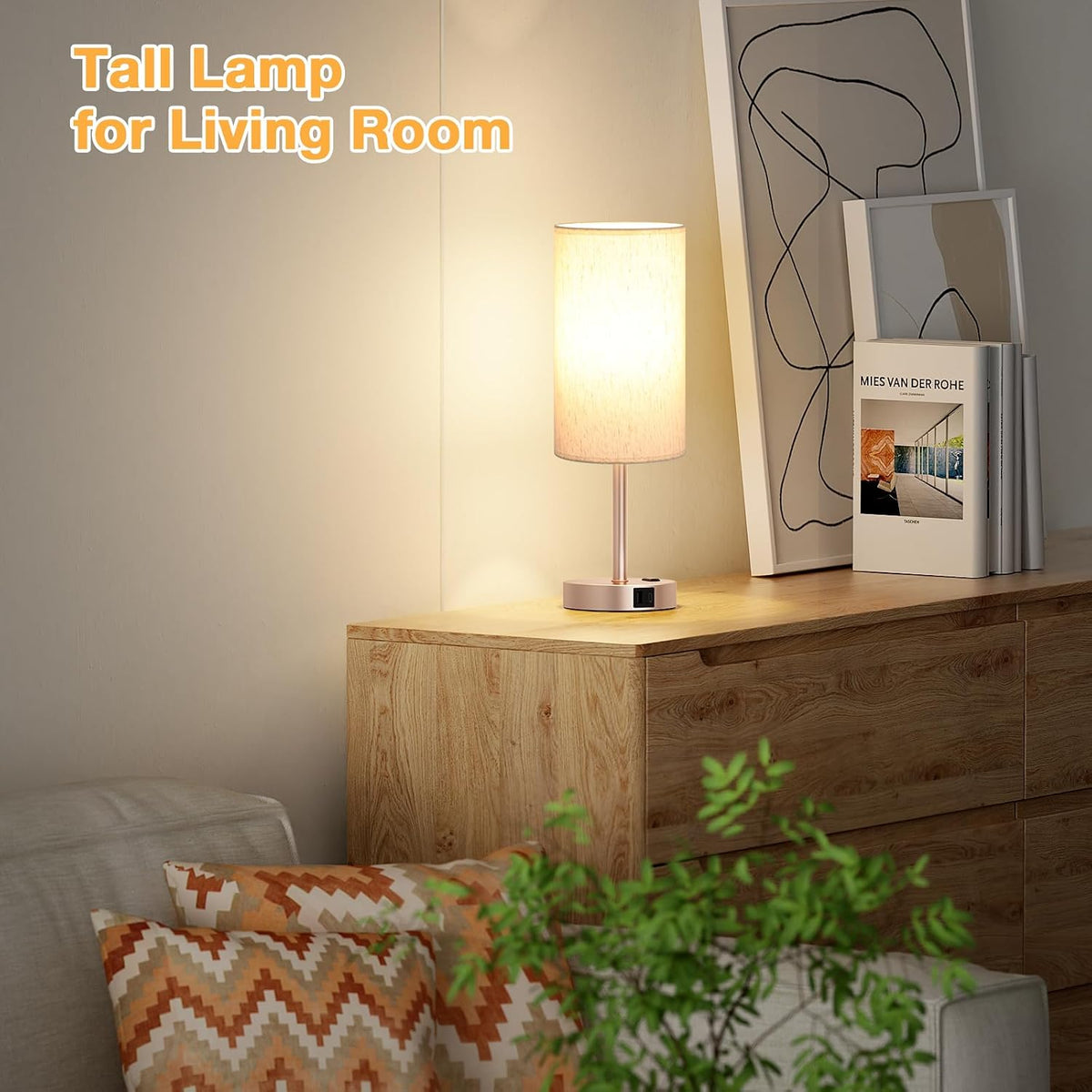 Dicoool Bedside Table Lamp for Bedroom - 3-Way Dimmable Touch Lamp, USB A+C