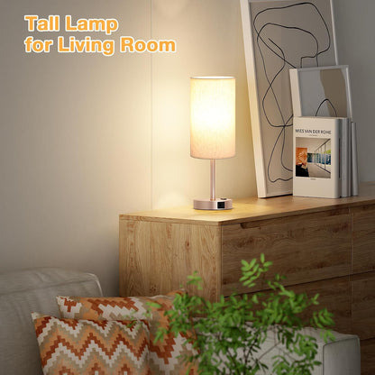 Dicoool Bedside Table Lamp for Bedroom - 3-Way Dimmable Touch Lamp, USB A+C