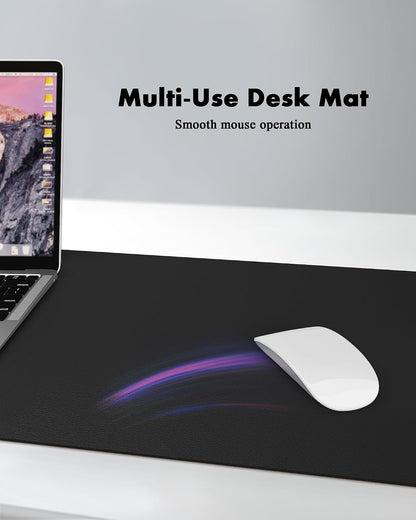 Double-Sided Desk Pad, 31.5"x15.7"Leather Desk Mat, Eco Cork Desk Pad Protector,Large Mouse Pad,Waterproof Desk Blotter for Office/Home(Coffee)