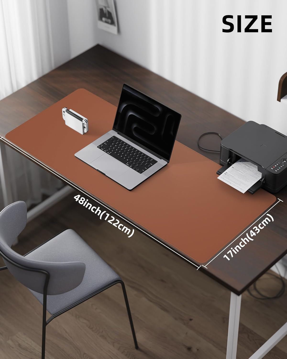 AFIING Large Desk Mat 55" x 24" - PU Leather Desk Pad Protector, Waterproof Non-Slip Extended Mouse Pad for Office Desk, Keyboard, Laptop and Home Workspace (Black)