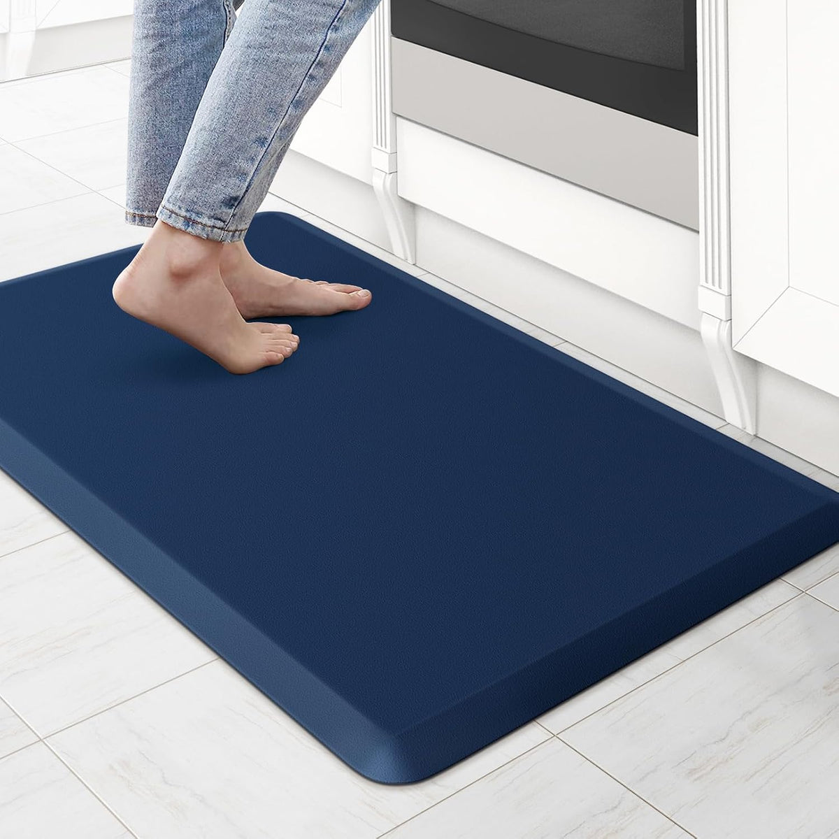 KitchenClouds Kitchen Mat Cushioned Anti Fatigue Rug 17.3"x28" Water Resistant, Non Slip, Standing and Comfort Desk/Floor Mats for House Sink Office (Black)