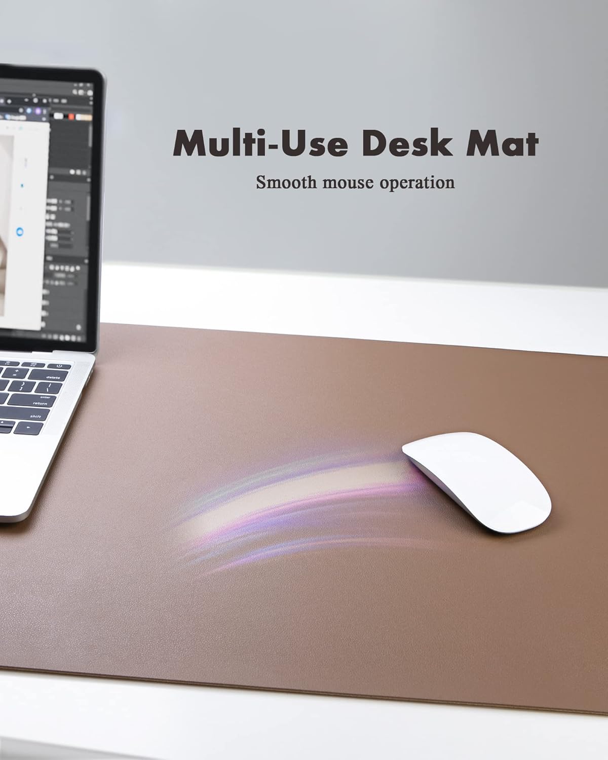 Double-Sided Desk Pad, 31.5"x15.7"Leather Desk Mat, Eco Cork Desk Pad Protector,Large Mouse Pad,Waterproof Desk Blotter for Office/Home(Coffee)