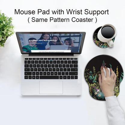 Ergonomic Mouse Pad with Wrist Support Rest,Large Mousepad Gel Wrist Rest, with Coaster Non-Slip & Pain Relief for Computer, Desk, Home&Office-Beach - Colors B