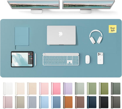 YSAGi Leather Desk Pad Protector, Office Desk Mat, Large Mouse Pad, Non-Slip PU Leather Desk Blotter, Waterproof Laptop Desk Writing Pad for Office and Home (23.6" x 13.8", Eggshell) - Colors A