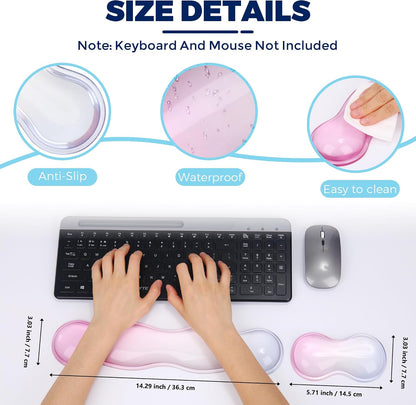 Gel Wrist Rest for Keyboard and Mouse, Wrist Rest for Keyboard, Mouse Wrist Support, Pain Relief, Cool Touch, Non-Skid, Keyboard and Mouse Wrist pad Set