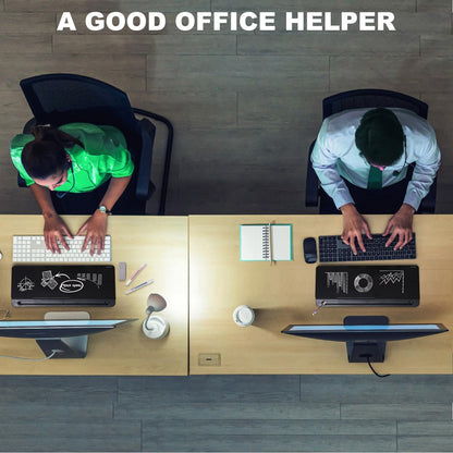 TSJ OFFICE Desktop Whiteboard Dry-Erase-Board - Computer Keyboard Stand White Board Surface Pad with Drawer, Desk Organizers with Accessories for Office, Home, School Supplies - Black