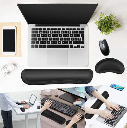 Mouse Wrist Rest, Ergonomic Memory Foam Mouse Wrist for Computer Desk Mats Support, PU Leather Hand Rest Pad Cushion for Gaming, Laptop, Men, Women, Pain Relief & Easy Typing, Black