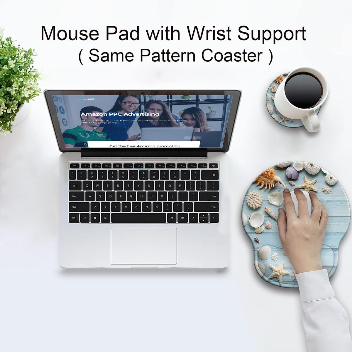 Ergonomic Mouse Pad with Wrist Support Rest,Large Mousepad Gel Wrist Rest, with Coaster Non-Slip & Pain Relief for Computer, Desk, Home&Office-Beach - Colors B