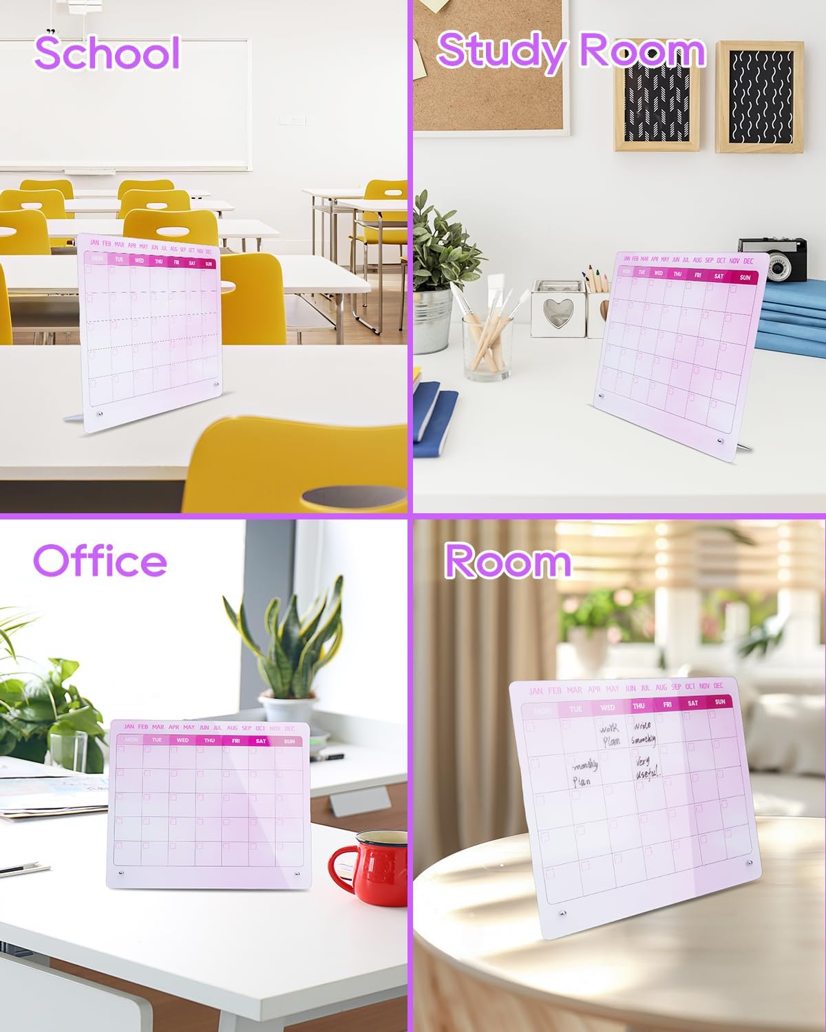 UCEC 12" x 10" Dry Erase Calendar Weekly for Desk Home Office & School | Planning Reminder Board to Do List Calendar for Office with Stand and Pen Clip