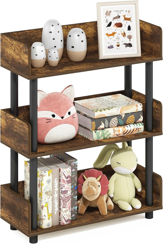 Furinno TURN-N-TUBE Corner Shelf, 5-Tier Corner Bookshelf, Open Storage Shelves, for Organization and Storage, Living Room, Home Office, Garage, Bedroom, Espresso - Colors A