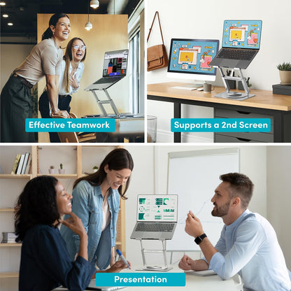 Lifelong Ergonomic Adjustable Laptop Stand for Desk, Extra Tall 20” Height Aluminum Laptop Riser, Portable Foldable Computer Stand, Fits 10-17” Laptops for Office Meetings, Teamwork & Desk Setup