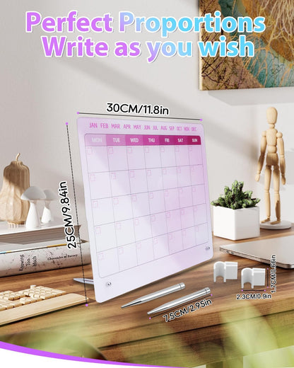 UCEC 12" x 10" Dry Erase Calendar Weekly for Desk Home Office & School | Planning Reminder Board to Do List Calendar for Office with Stand and Pen Clip
