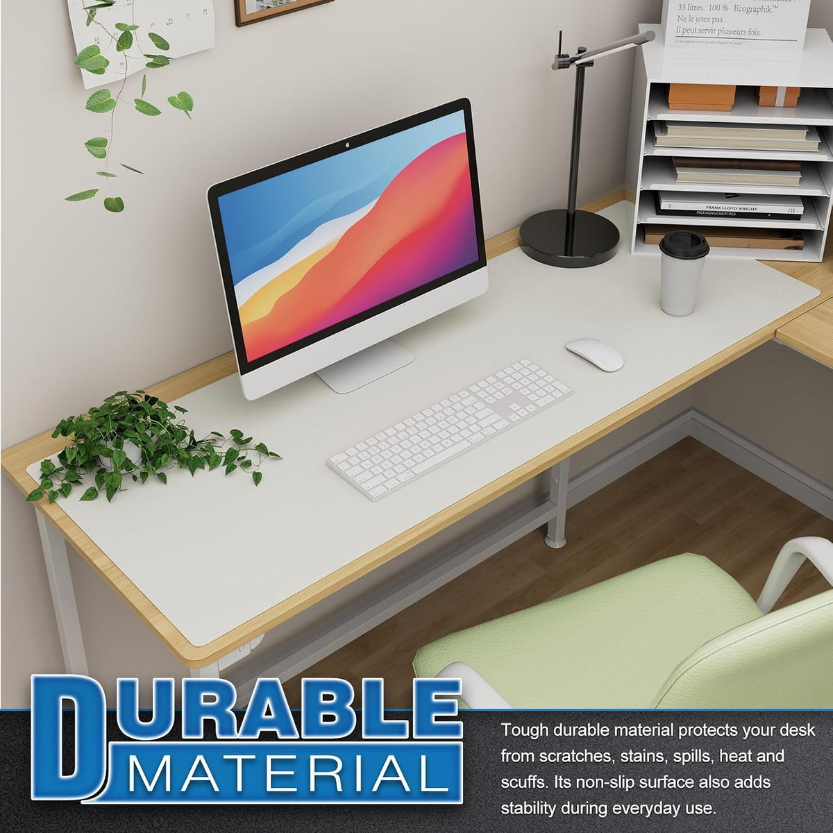 K KNODEL Large Office Leather Desk Mat, Mouse and Keyboard Pad, Computer and Laptop Mat, Desktop Protector and Cover, Writing Pad and Blotter (31.5"x15.7", Black)