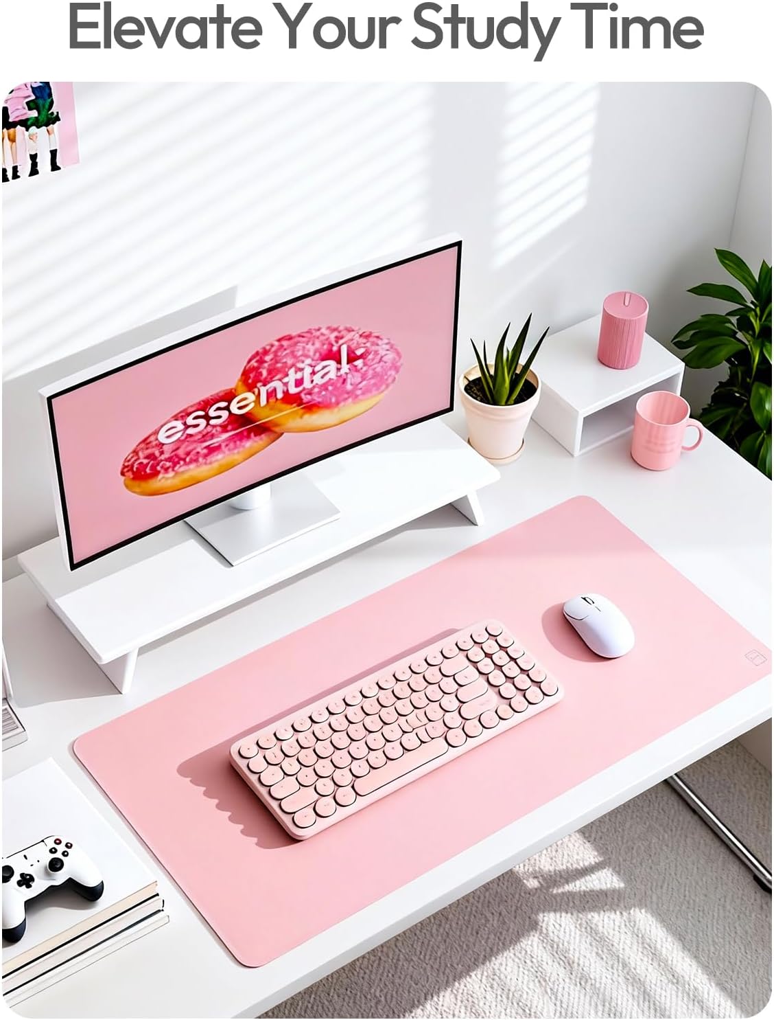 YSAGi Leather Desk Pad Protector, Office Desk Mat, Large Mouse Pad, Non-Slip PU Leather Desk Blotter, Waterproof Laptop Desk Writing Pad for Office and Home (23.6" x 13.8", Eggshell) - Colors A