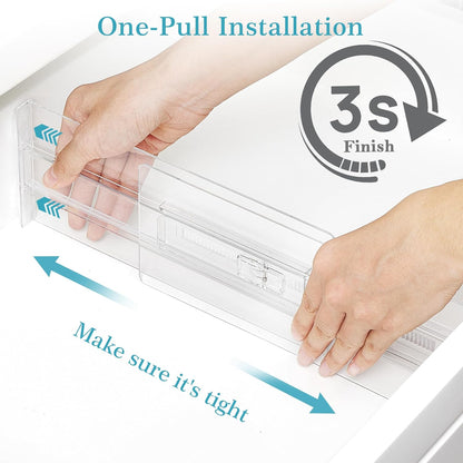Vtopmart 8 Pack Shallow Drawer Dividers, 2.36" High 12.5"-20.8" Adjustable Expandable Kitchen Drawer Organizer, Clear Plastic Organizer Separators for Flatware, Utensil, Cutlery, Underwear, Clothes