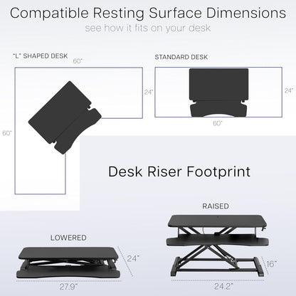 Black 32 in Standing Desk Converter, DESK-V000K