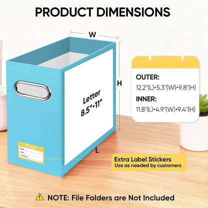 BALEINE File Organizer Box, Cardboard File Folder Organizer with Handle for Letter Size, Portable Collapsible Hanging Filing Box for Home Office Document Storage (2 Pack, Black)