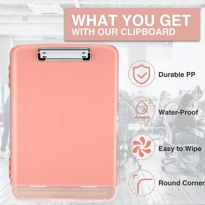 Clipboard with Storage, Clip Board 8.5 x 11 with Pen Holder, High Capacity Plastic Organization Case Box for Letter Legal A4 Size Paper, Nurses Teachers Must Haves, School & Office Supplies