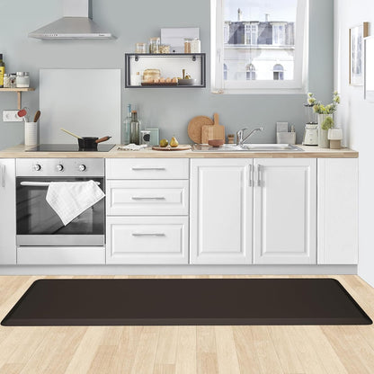 KitchenClouds Kitchen Mat Cushioned Anti Fatigue Rug 17.3"x28" Water Resistant, Non Slip, Standing and Comfort Desk/Floor Mats for House Sink Office (Black)