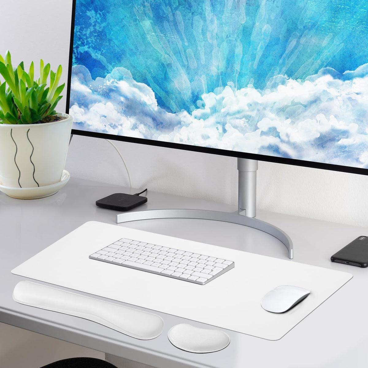 Bloss Leather Desk Pad and Keyboard Wrist Rest, Large Mouse Pad + Keyboard Pad+Mouse Wrist Support, Non-Slip Desk Mat Protector for Office, Home(31.5×15.7 Inches,Beige) - Colors B