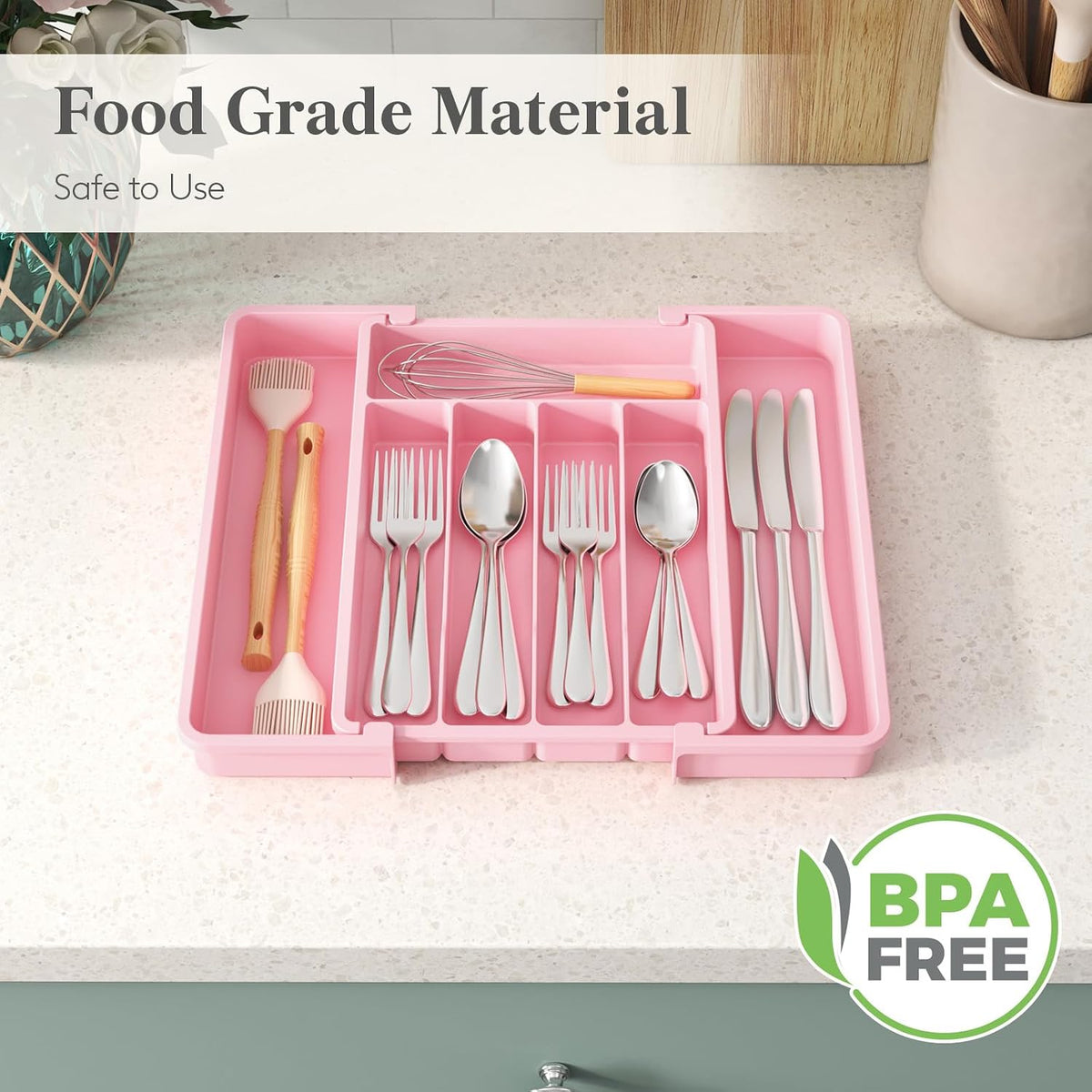 Expandable Silverware Drawer Organizer, Kitchen Utensil Tray