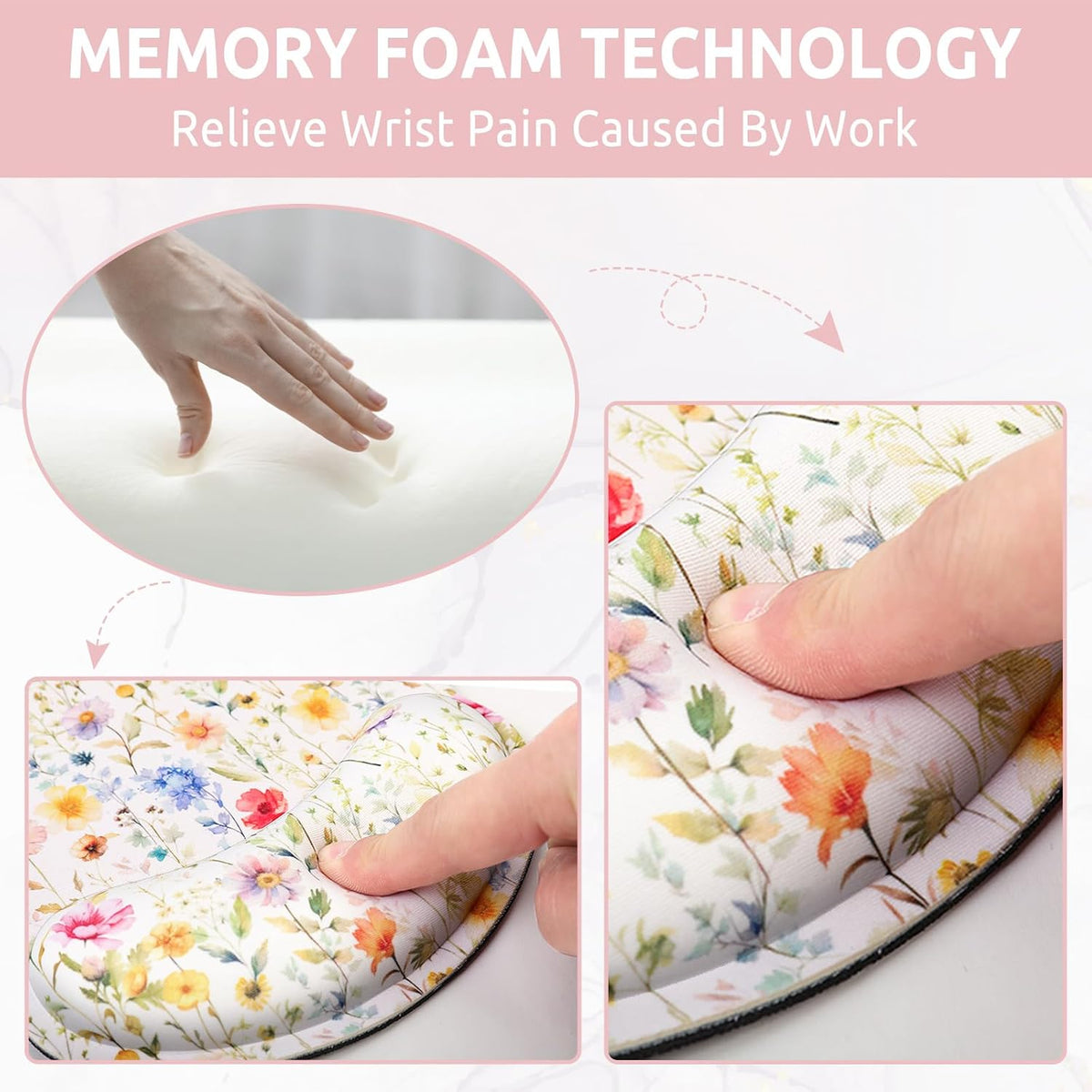 KONVINIT Ergonomic Mouse Pad with Wrist Rest, Small Mousepad with Non-Slip Rubber Base and Smooth Surface, Beach Mouse Pads for Desk, Office Desk Accessories