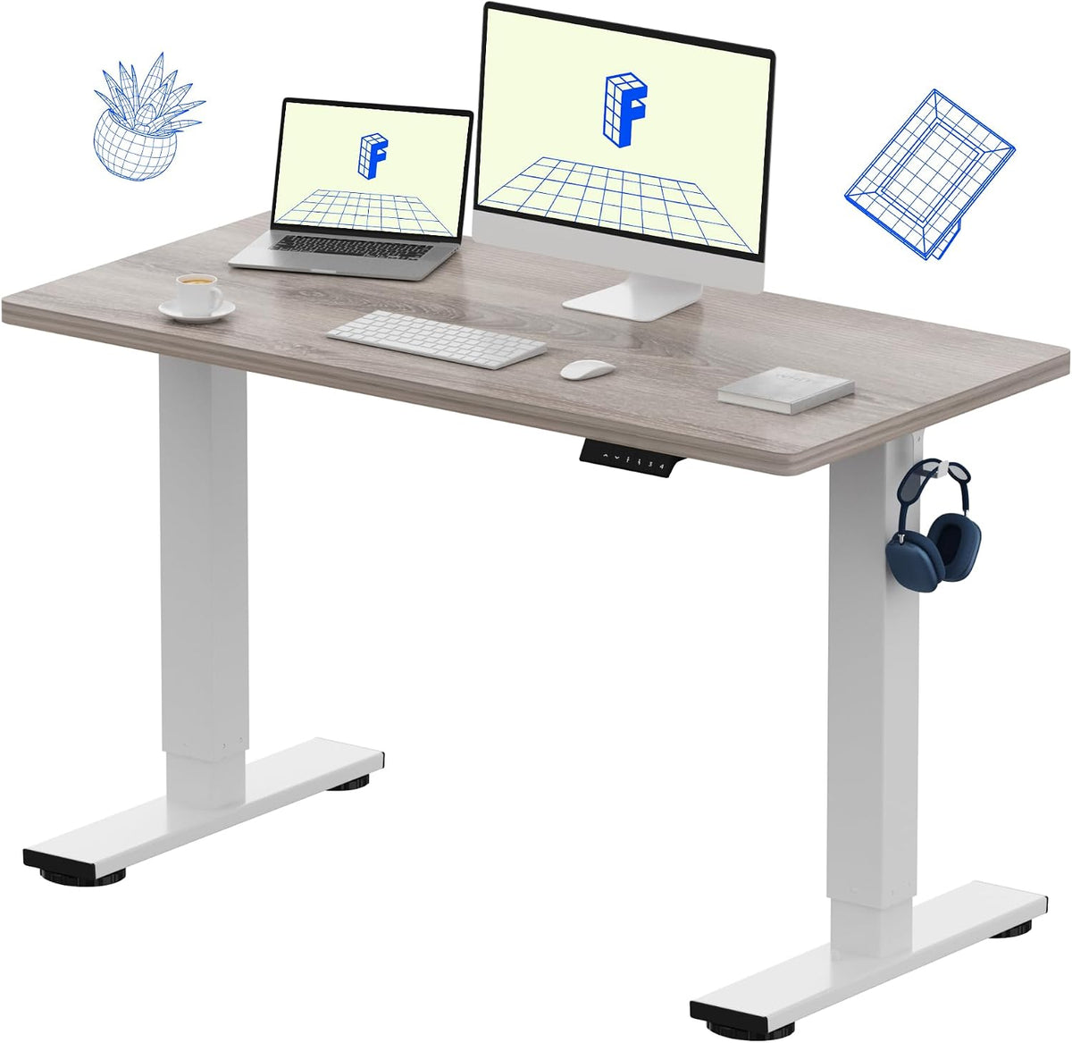 EN1 48"x24" One-Piece Standing Desk, White