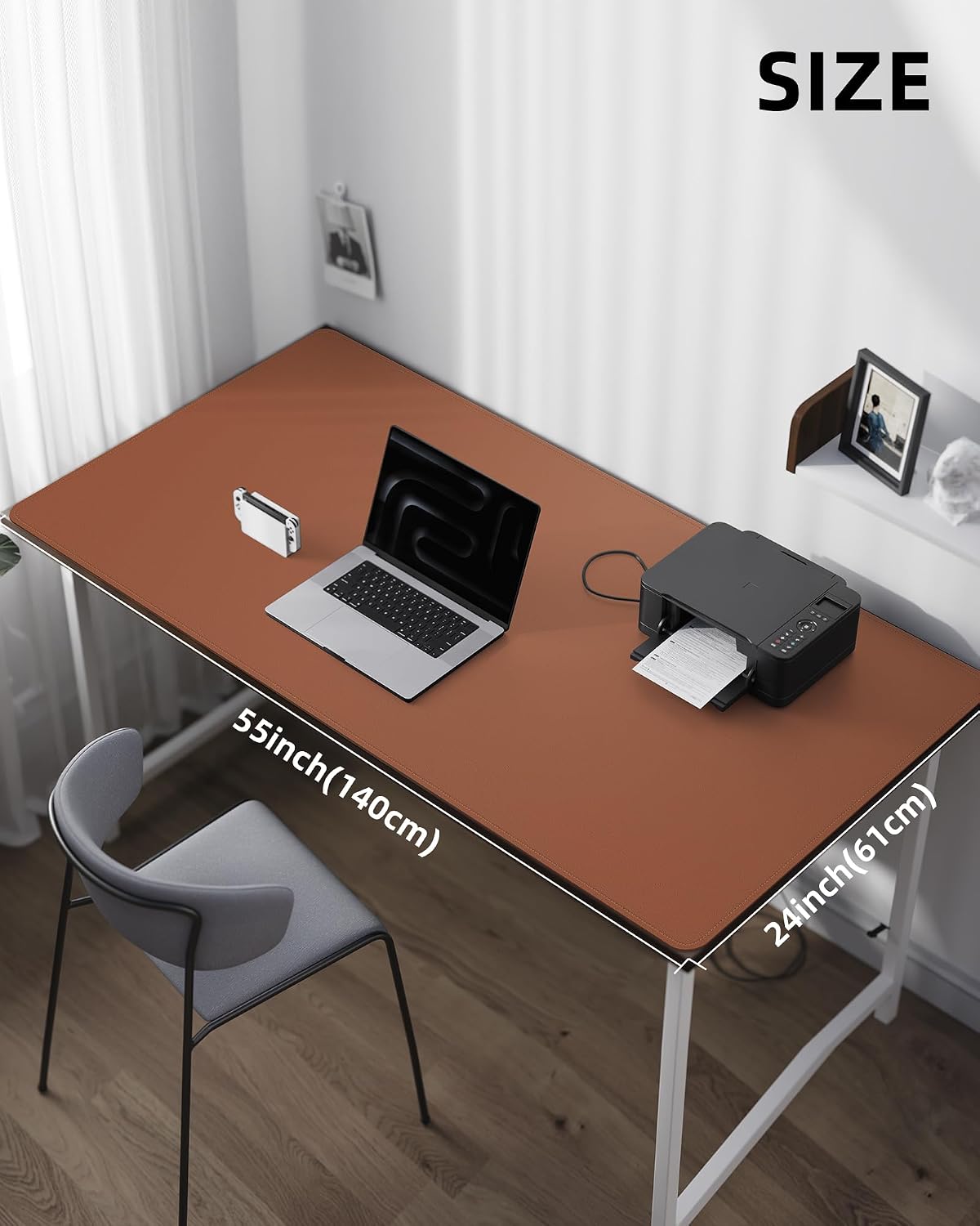 AFIING Large Desk Mat 55" x 24" - PU Leather Desk Pad Protector, Waterproof Non-Slip Extended Mouse Pad for Office Desk, Keyboard, Laptop and Home Workspace (Black)