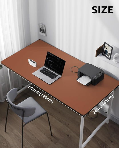 AFIING Large Desk Mat 55" x 24" - PU Leather Desk Pad Protector, Waterproof Non-Slip Extended Mouse Pad for Office Desk, Keyboard, Laptop and Home Workspace (Black)