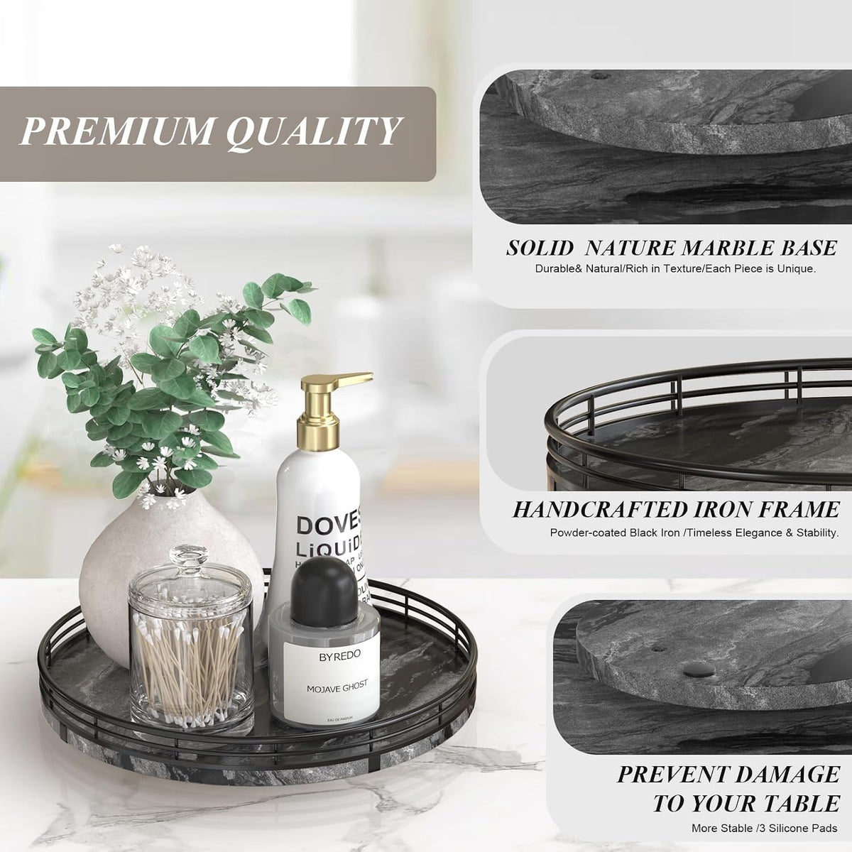 Farmhouse Oak 9" Lazy Susan Turntable Organizer for Cabinet, Round Wooden Lazy Susan Organization and Storage for Dining Table, Pantry, Kitchen, Countertop, Cupboard,Home Decor, Walnut Wood