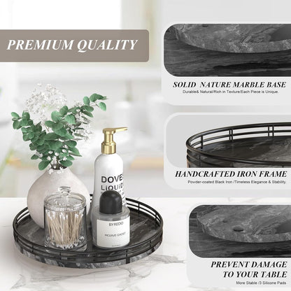 Farmhouse Oak 9" Lazy Susan Turntable Organizer for Cabinet, Round Wooden Lazy Susan Organization and Storage for Dining Table, Pantry, Kitchen, Countertop, Cupboard,Home Decor, Walnut Wood