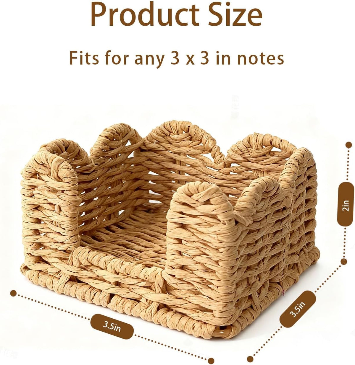 Sticky Note Holder, 3 x 3 Inch Paper Rope Woven Sticky Note Dispenser, Post It Note Dispenser for Office Desk Accessories, Memo Pad Holder Dispenser Organizer for School Office Desk Supplies