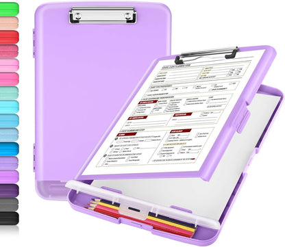 Clipboard with Storage, Clip Board 8.5 x 11 with Pen Holder, High Capacity Plastic Organization Case Box for Letter Legal A4 Size Paper, Nurses Teachers Must Haves, School & Office Supplies