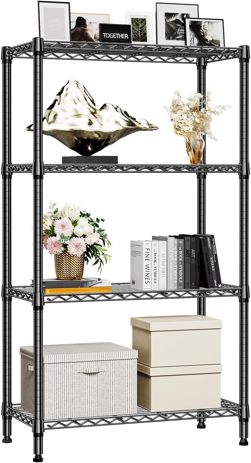 M MZG 450 lbs Steel Storage Shelving 3-Tier Utility Shelving Unit Steel Organizer Wire Rack for Home,Kitchen,Office (11.8" D x 17.7" W x 26.3" H) - Colors A
