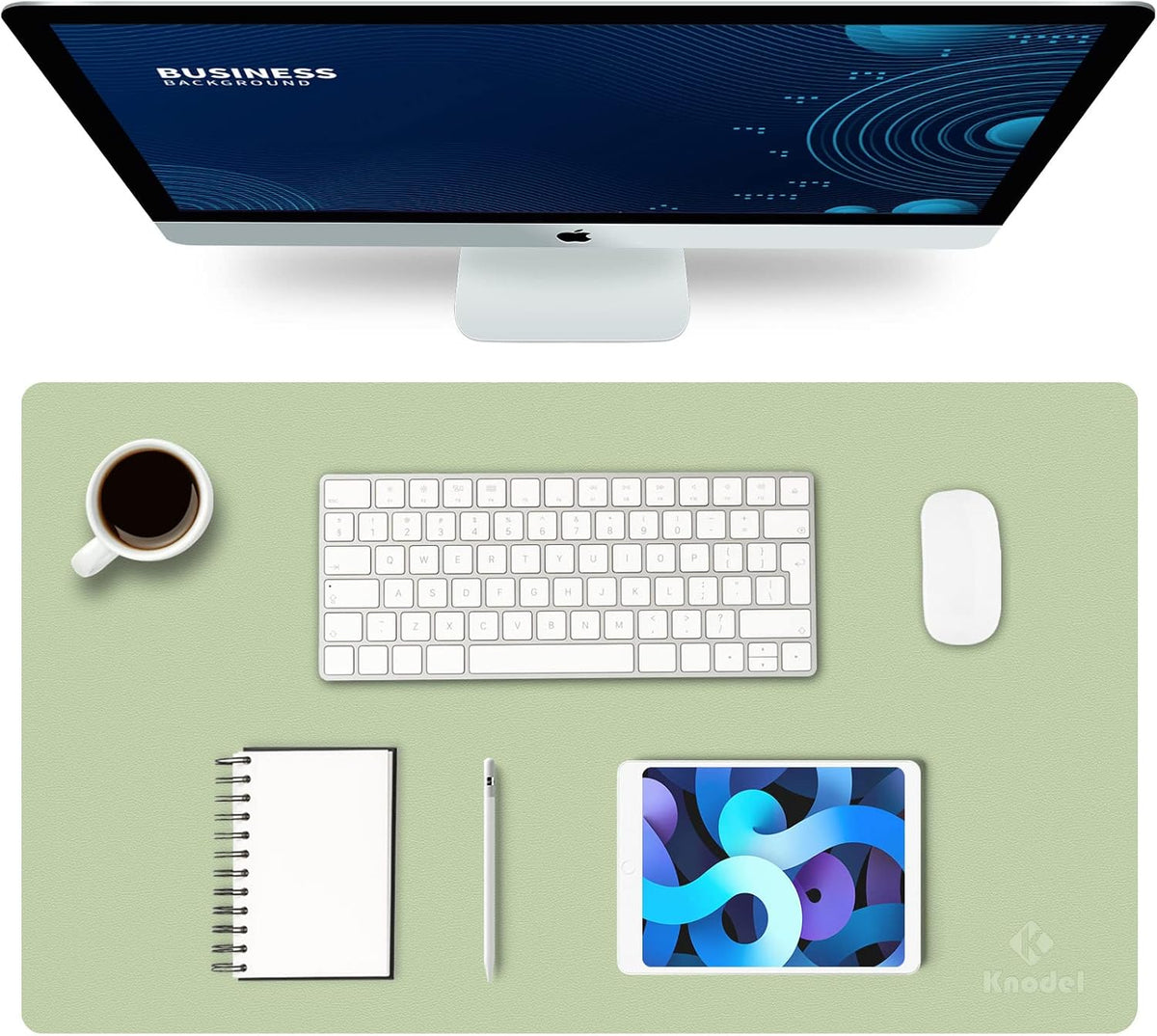 K KNODEL Large Office Leather Desk Mat, Mouse and Keyboard Pad, Computer and Laptop Mat, Desktop Protector and Cover, Writing Pad and Blotter (31.5"x15.7", Black)