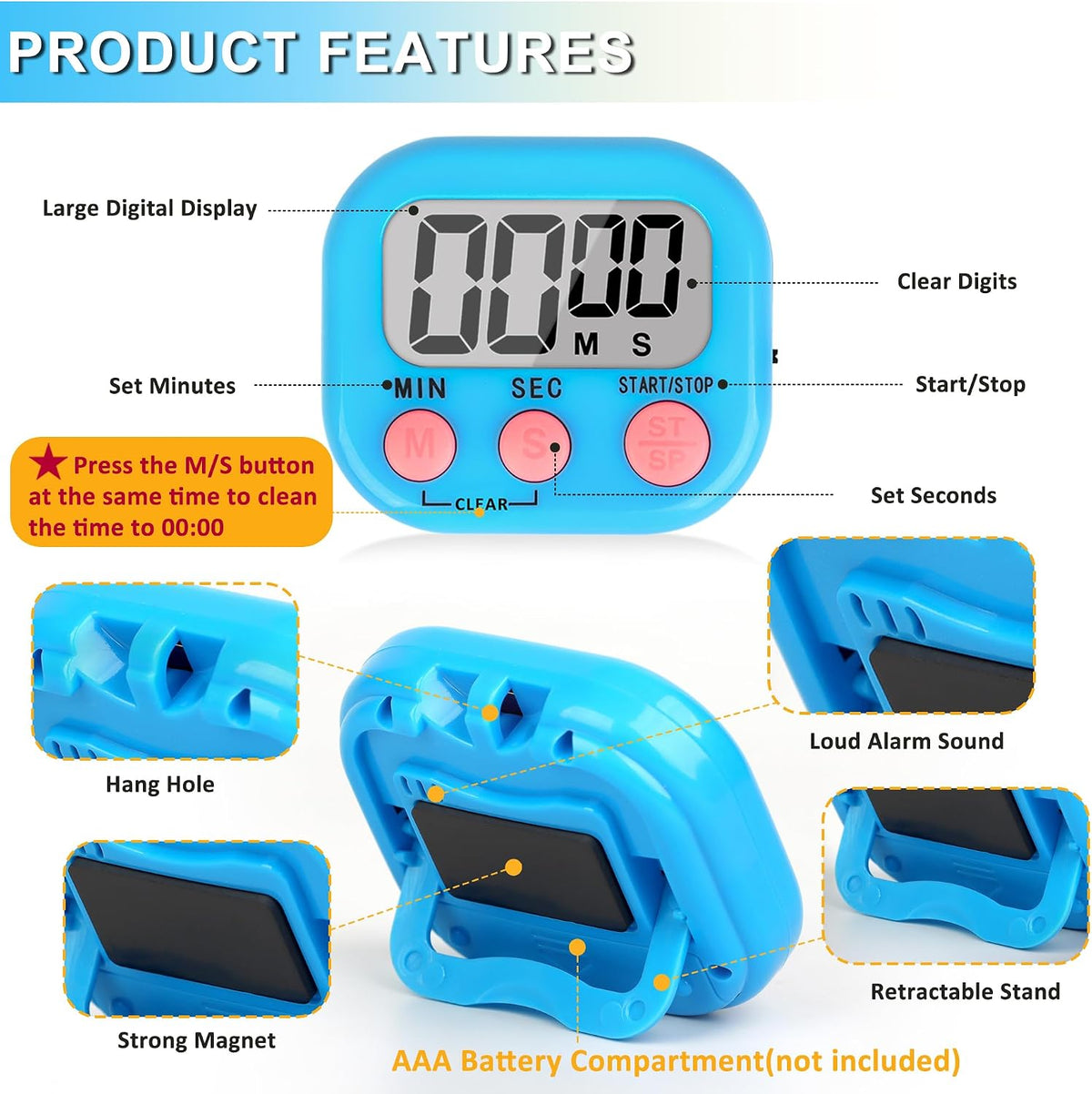 ZILLEEN Classroom Timer for Kids Teachers 2 Pack Digital Timers