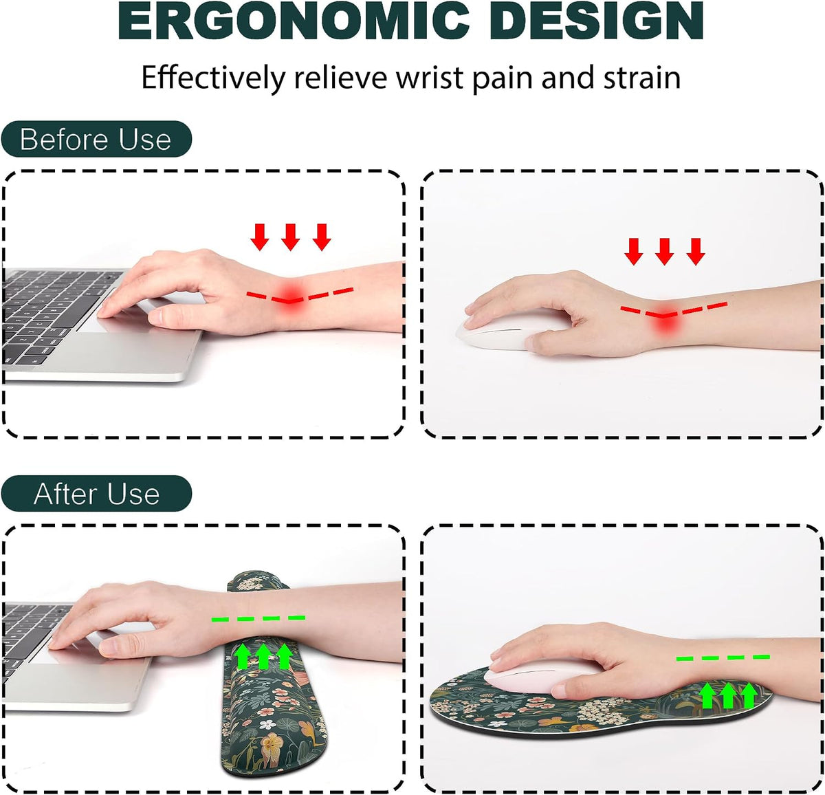 Ergonomic Mouse Pad with Wrist Rest and Keyboard Wrist Rest, Mousepad