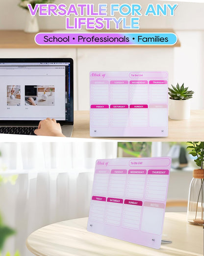 UCEC 12" x 10" Dry Erase Calendar Weekly for Desk Home Office & School | Planning Reminder Board to Do List Calendar for Office with Stand and Pen Clip