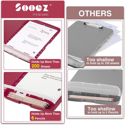 Clipboard with Storage, Clip Board 8.5 x 11 with Pen Holder, High Capacity Plastic Organization Case Box for Letter Legal A4 Size Paper, Nurses Teachers Must Haves, School & Office Supplies