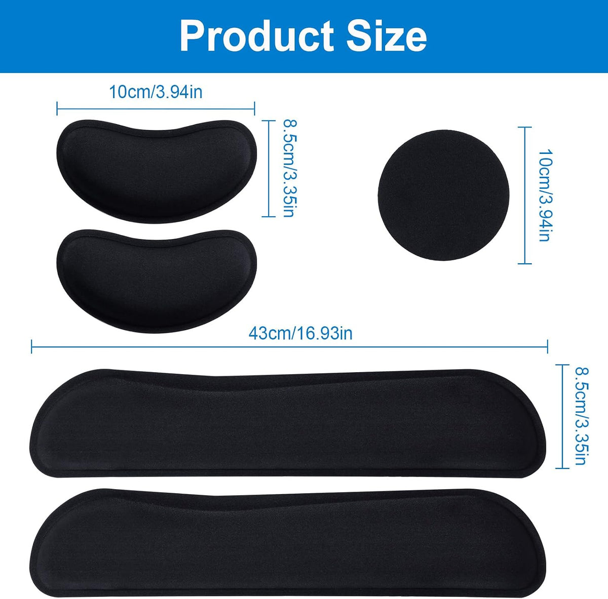 Leolee Elbow Rest Pads for Desk, Black Ergonomic Wrist Rest Arm Rest Pads | Memory Foam & Non-Slip Base, Armrest Cushion Support Pad Relieve Elbow and Wrist Pain for Computer, Office, 2 Packs