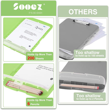 Clipboard with Storage, Clip Board 8.5 x 11 with Pen Holder, High Capacity Plastic Organization Case Box for Letter Legal A4 Size Paper, Nurses Teachers Must Haves, School & Office Supplies