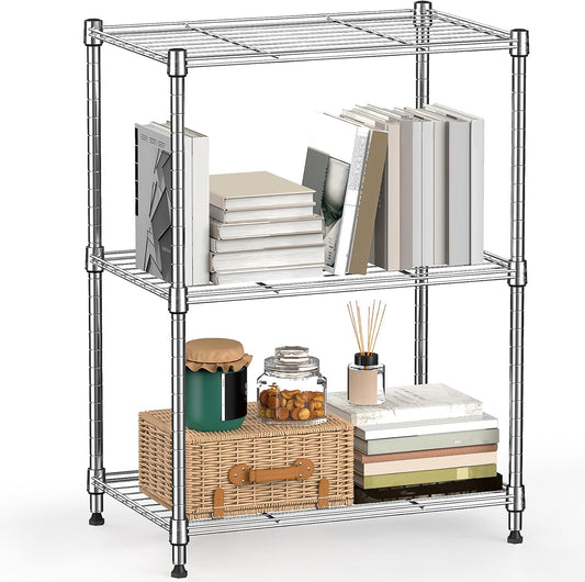M MZG 450 lbs Steel Storage Shelving 3-Tier Utility Shelving Unit Steel Organizer Wire Rack for Home,Kitchen,Office (11.8" D x 17.7" W x 26.3" H) - Colors A